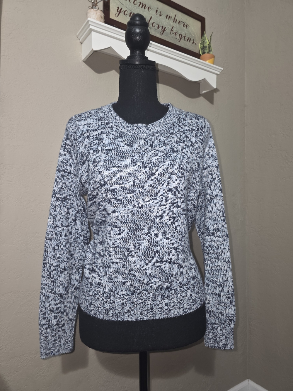 H&M Marled Crewneck Sweater - Black & White